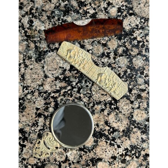 Baby or Infant's mirror and comb, Silver Plate - Picture 2 of 2